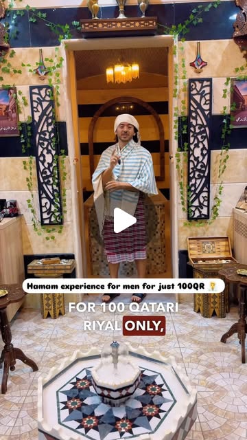 😍 حمام دمشقي ب ١٠٠ رق فقط — Qatar reel by TripleF Qatar in Get pampered in a typical Syrian hamam for 45 mins for just 100QR (Deep cleaning, exfoliation, oils, tea afterwards) or use the VIP Room for 700QR (Haircut, shave, manicure/pedicure, massage, hair bath, & hamam)
