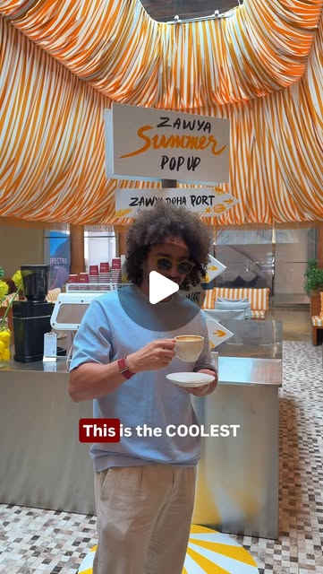 Isn’t this the coolest cafe for the summer? ☀️🌴 Share it with a friend ↗️ — Qatar reel by TripleF Qatar in Qatar