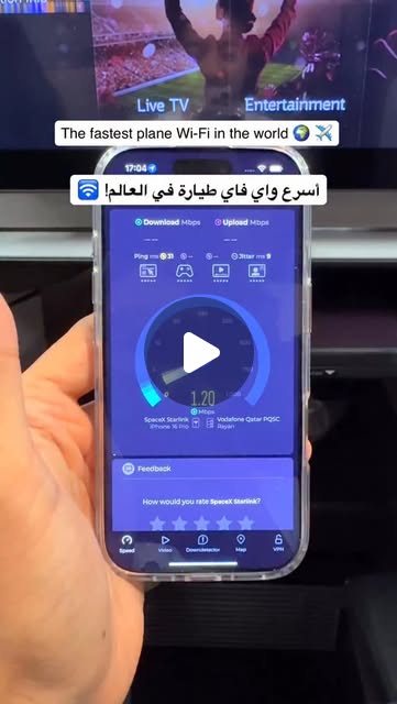 Fastest plane Wi-Fi in the world ✈️ 😱 Qatar Airways just became the first airline in the world to rollout Elon Musk Star Link Wi-Fi and it’s completely free ✈️ Share it with a friend ↗️
